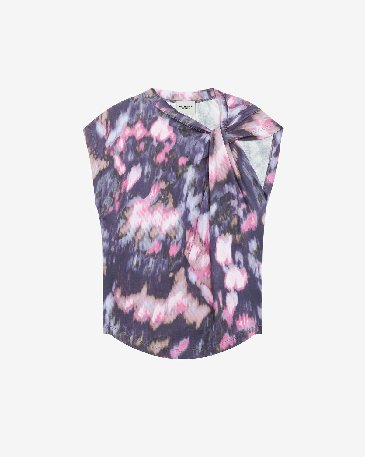 T-shirt asymétrique nayda en coton imprimé - Violet-lilas - Woman - 5