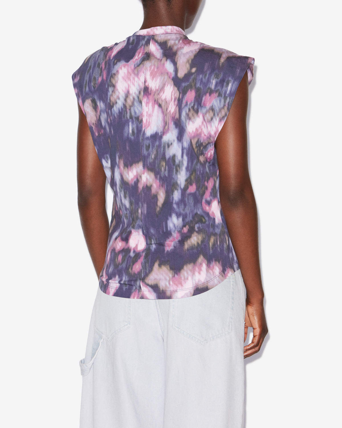 T-shirt asymétrique nayda en coton imprimé - Violet-lilas - Woman - 4