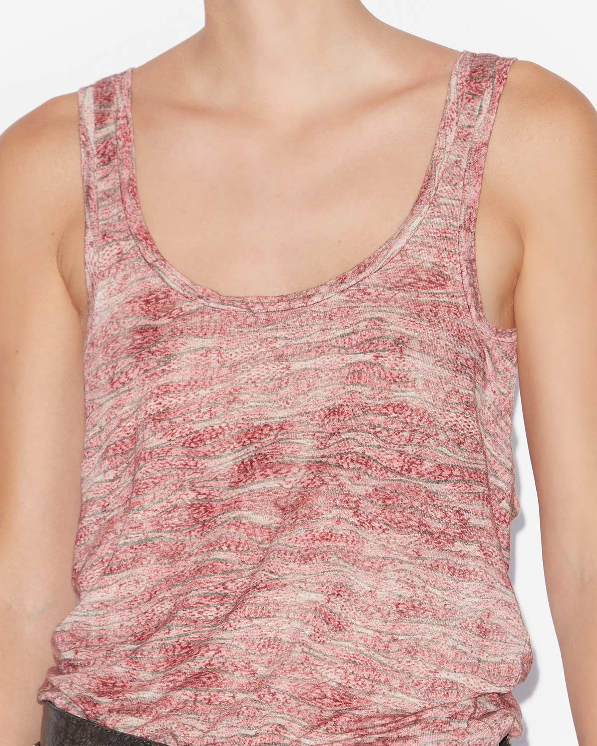 Thea printed linen tank top - Red - Woman - 2