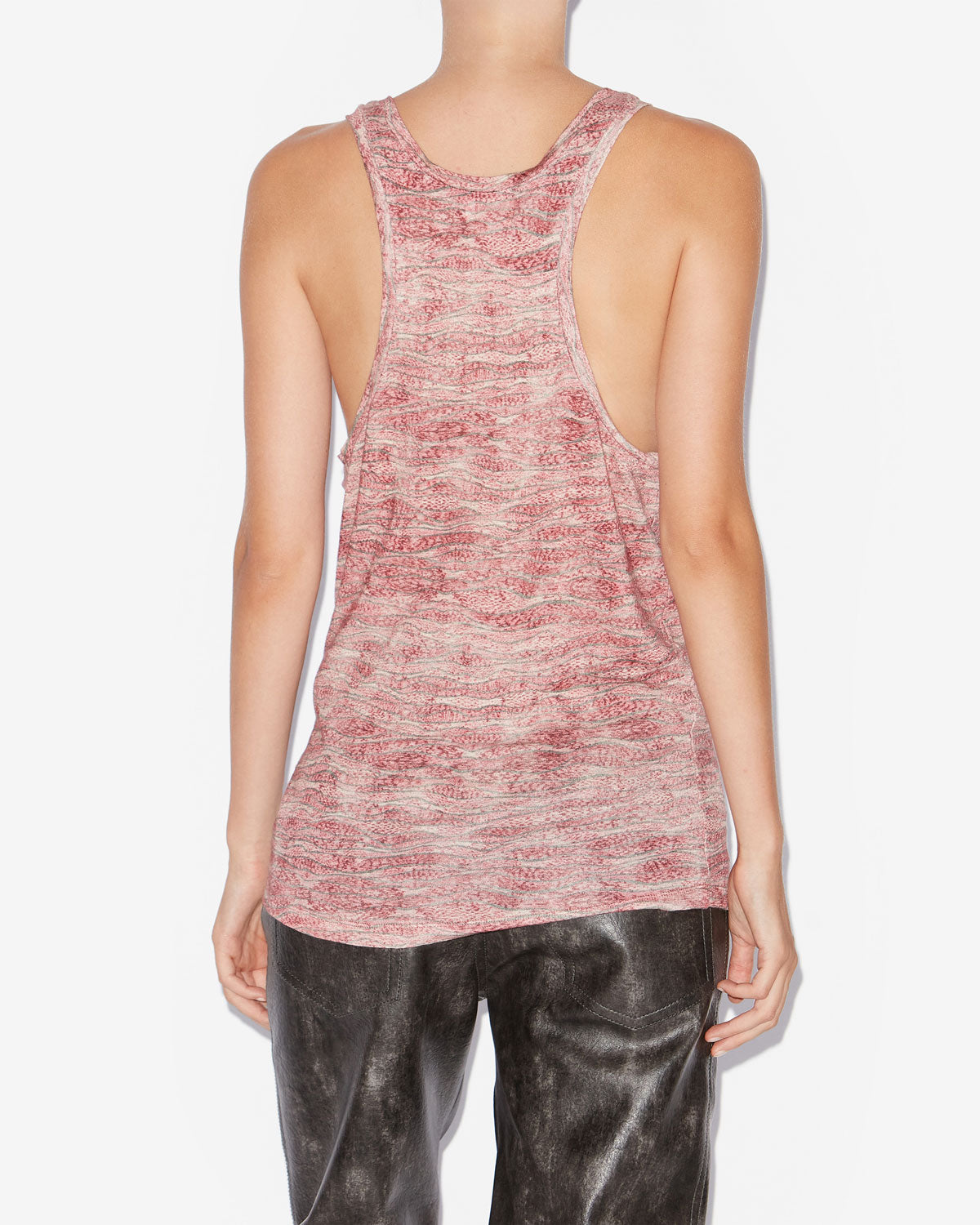 Thea printed linen tank top - Red - Woman - 4