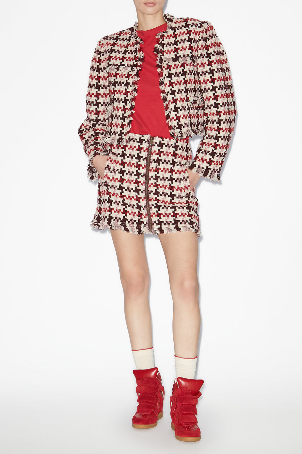 Giacca corta in tweed amelio - Red-pink - Woman - 2