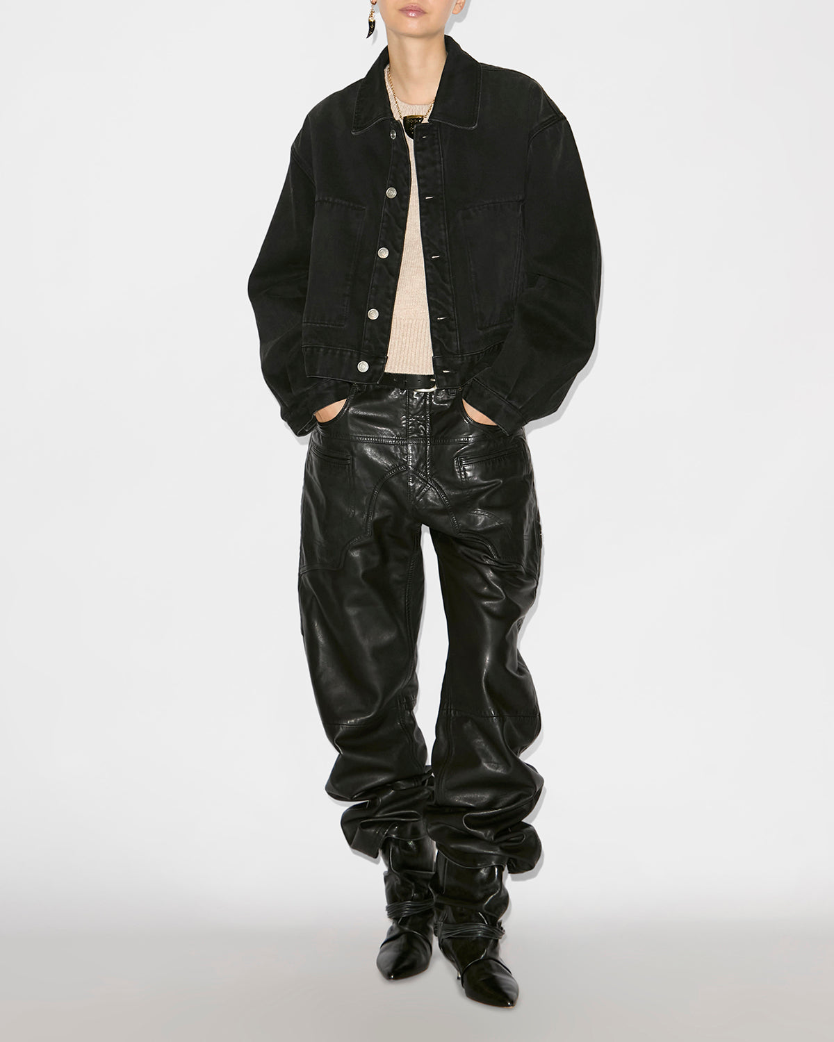 Klassische jacke josephine aus denim - Schwarz gewaschen - Woman - 1