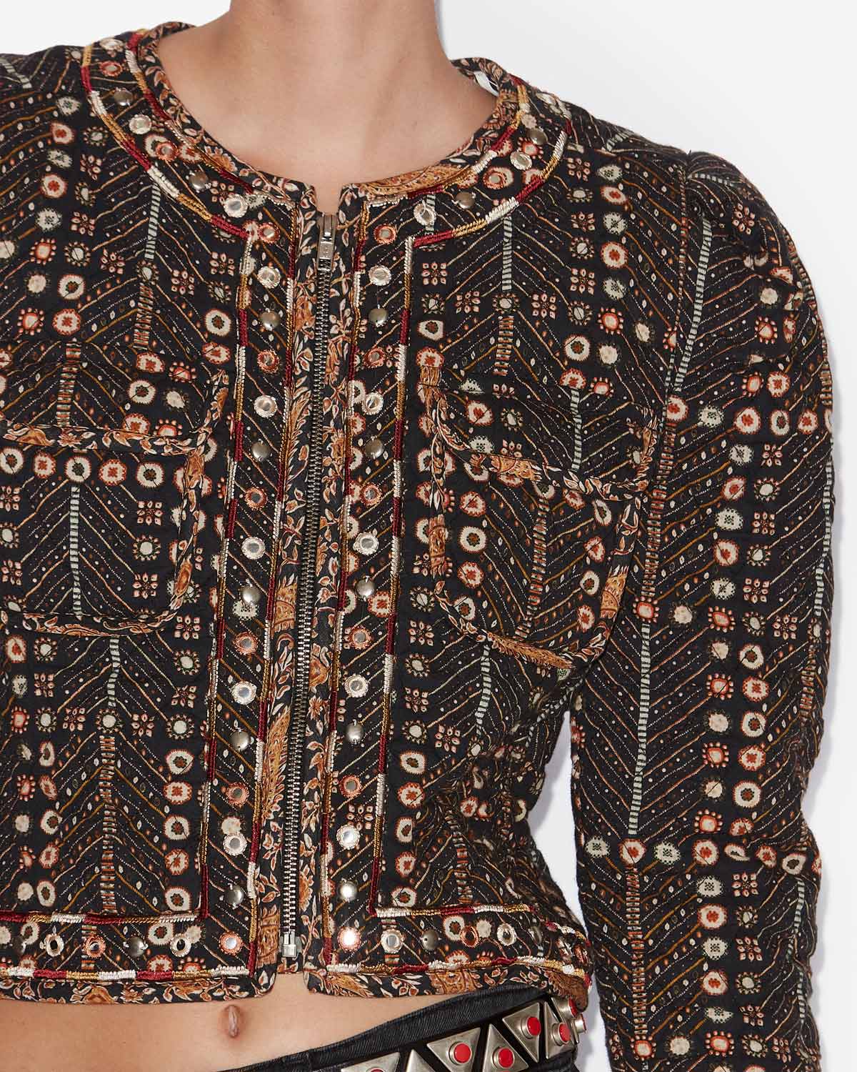 Giacca corta cristy in cotone con stampa - Nero lavato - Woman - 2