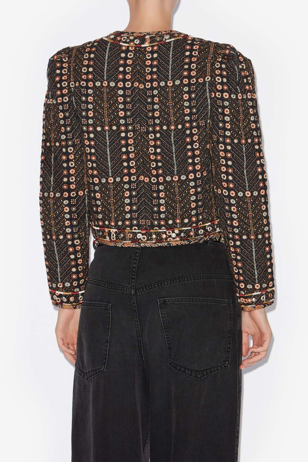 Giacca corta cristy in cotone con stampa - Nero lavato - Woman - 5