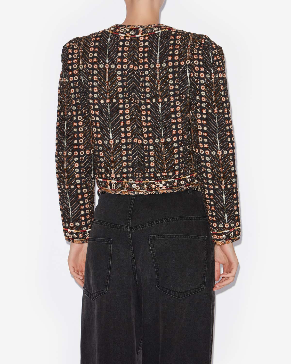 Giacca corta cristy in cotone con stampa - Nero lavato - Woman - 4