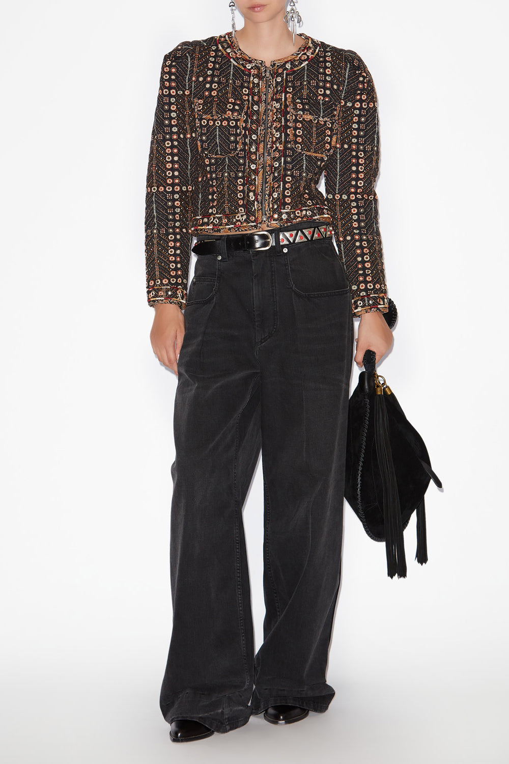 Giacca corta cristy in cotone con stampa - Nero lavato - Woman - 2