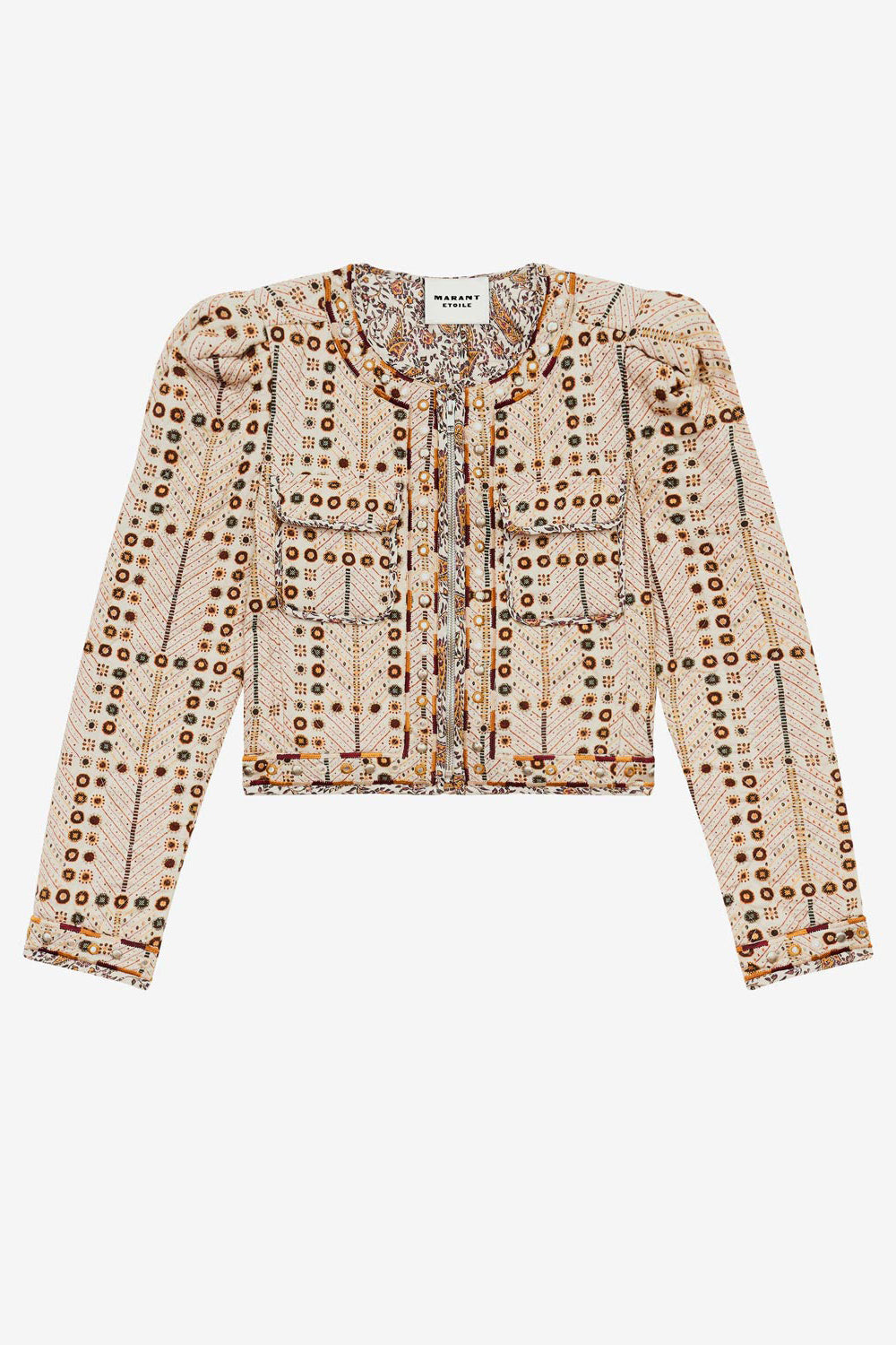 Giacca corta cristy in cotone con stampa - Ecru - Woman - 1