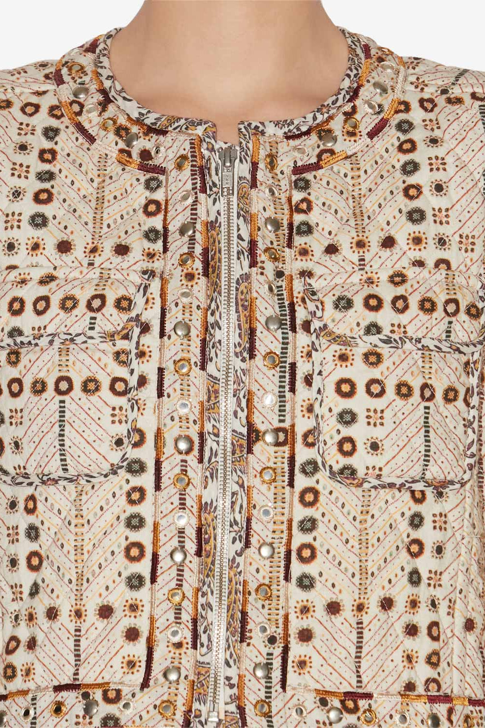 Giacca corta cristy in cotone con stampa - Ecru - Woman - 3