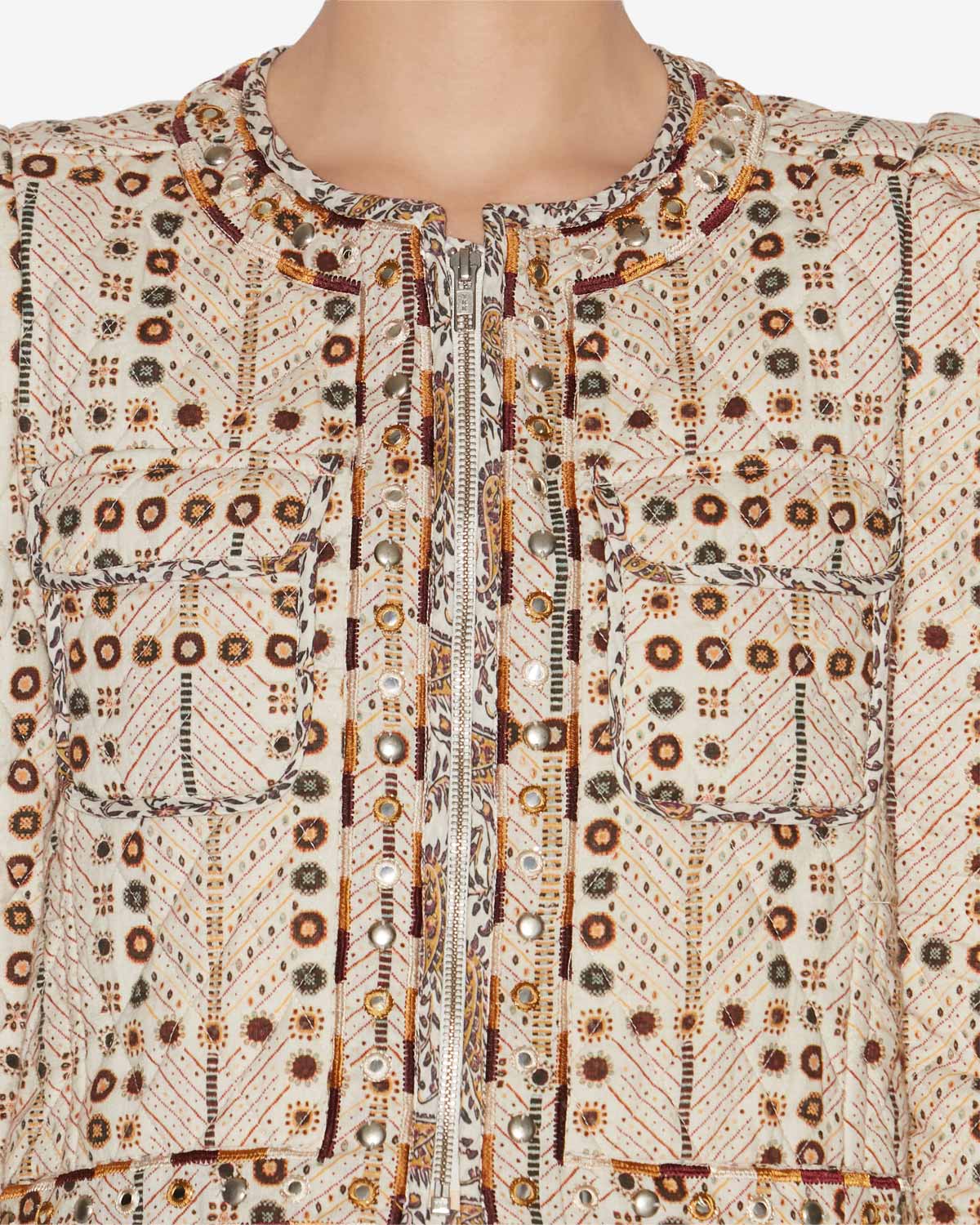 크리스티 프린트 면 크롭 재킷 - 에크루 - Woman - 2