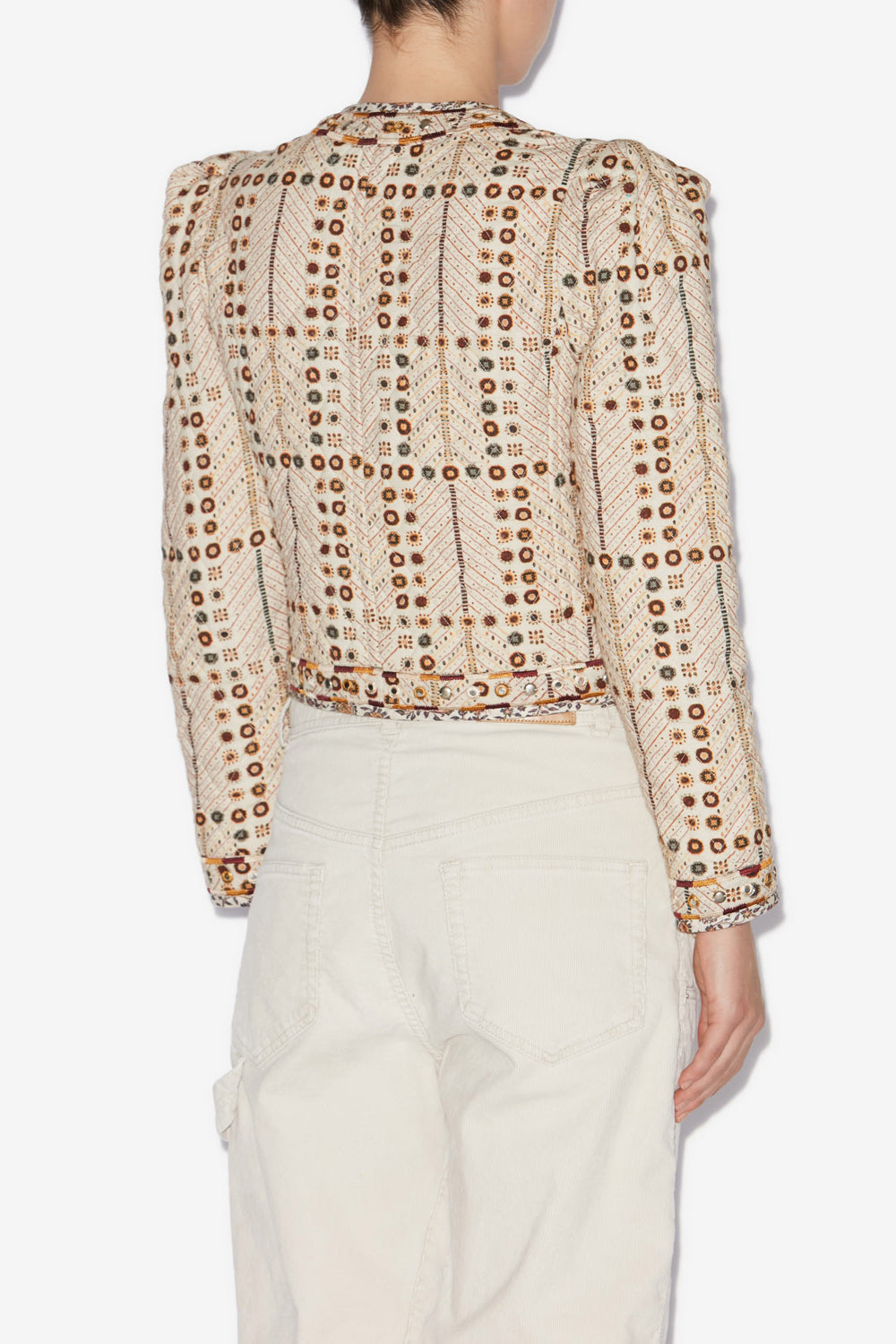 Giacca corta cristy in cotone con stampa - Ecru - Woman - 5