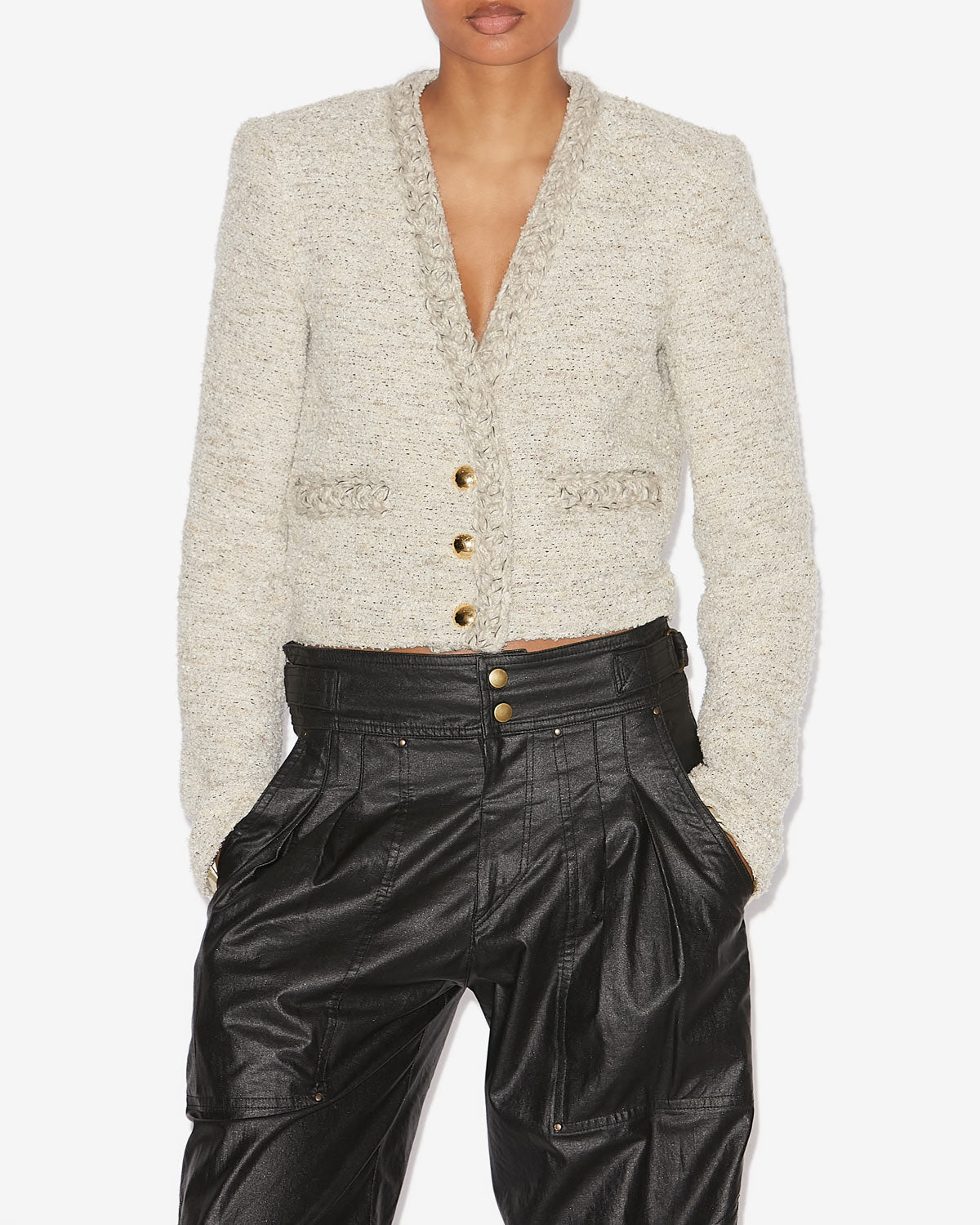 Giacca corta gwendoline in cowens - Ecru - Woman - 3