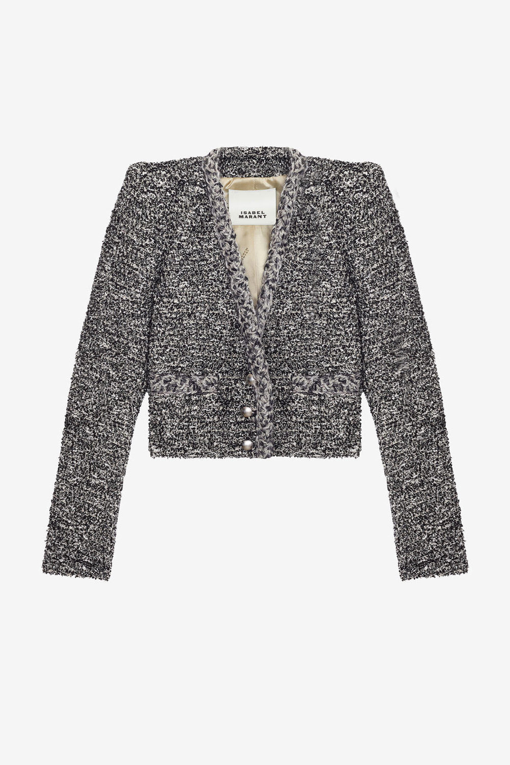 Veste courte gwendoline en cowens - Noir et écru - Woman - 1