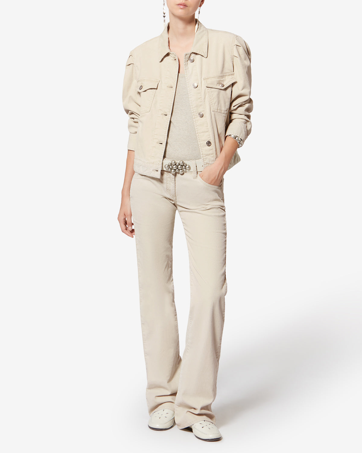 Giacca bolineav in velluto a coste washed - Ecru - Woman - 1