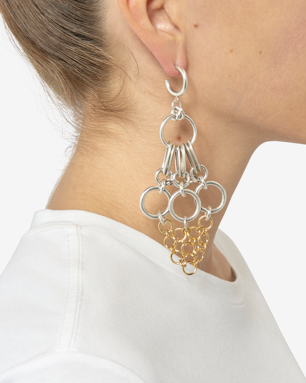 Boucles d'oreille long earrings - Argenté-doré - Woman - 2
