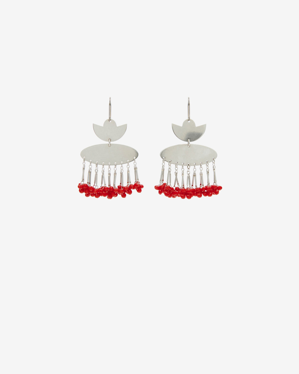 Boucles d'oreille nora - Rouge-argenté - Woman - 1