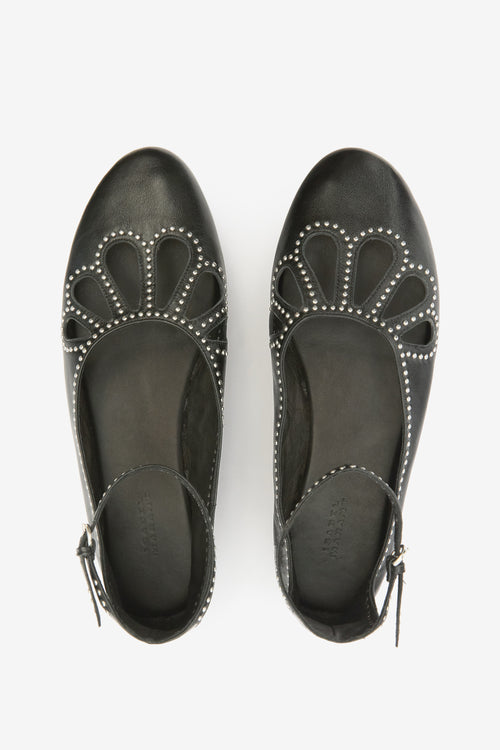 Bailarinas bloris de cuero suave - Black and silver - Woman