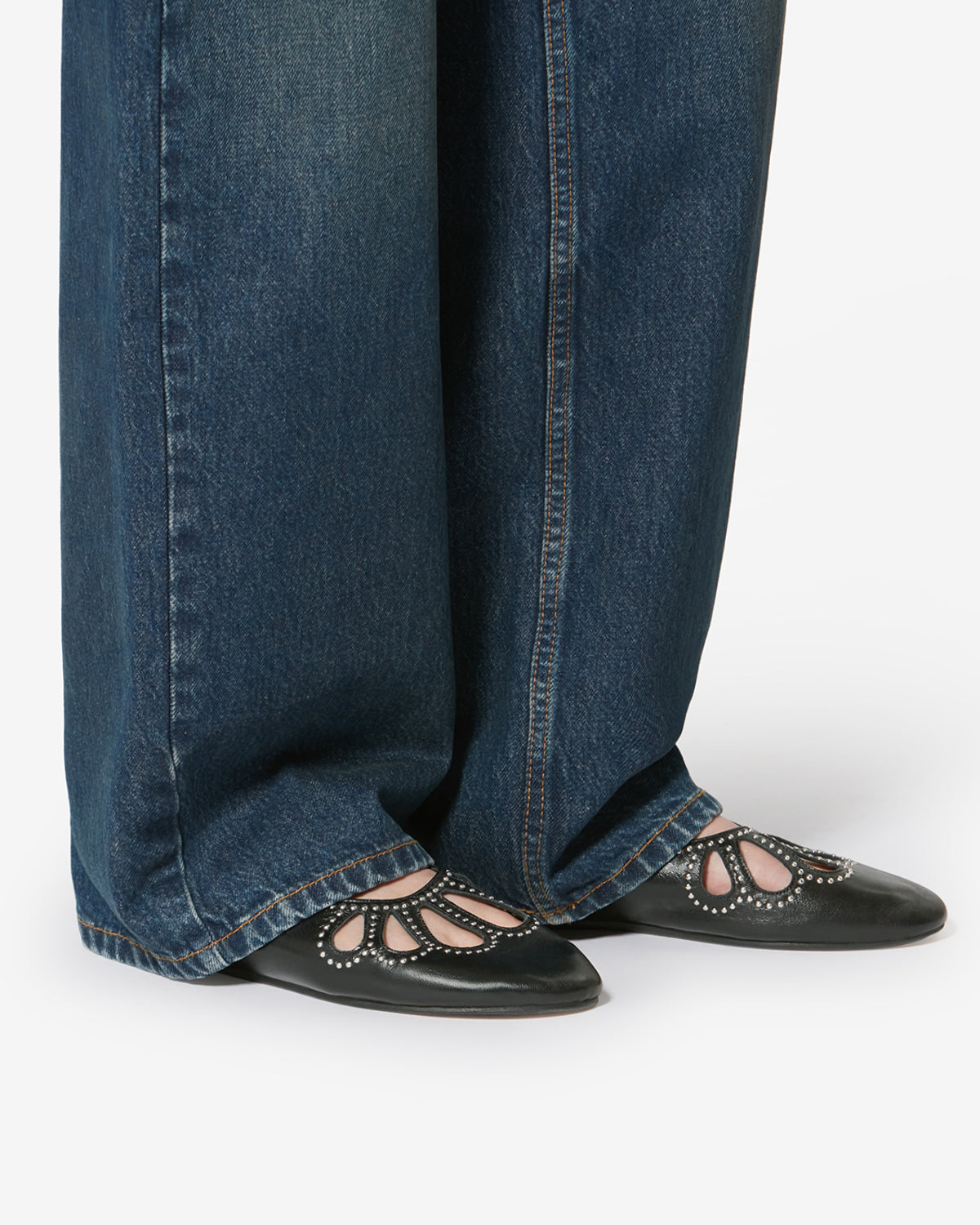 Bailarinas bloris de cuero suave - Black and silver - Woman - 5