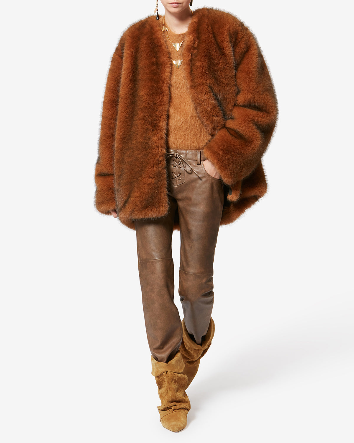 Boots edrik en cuir - Cognac - Woman - 6