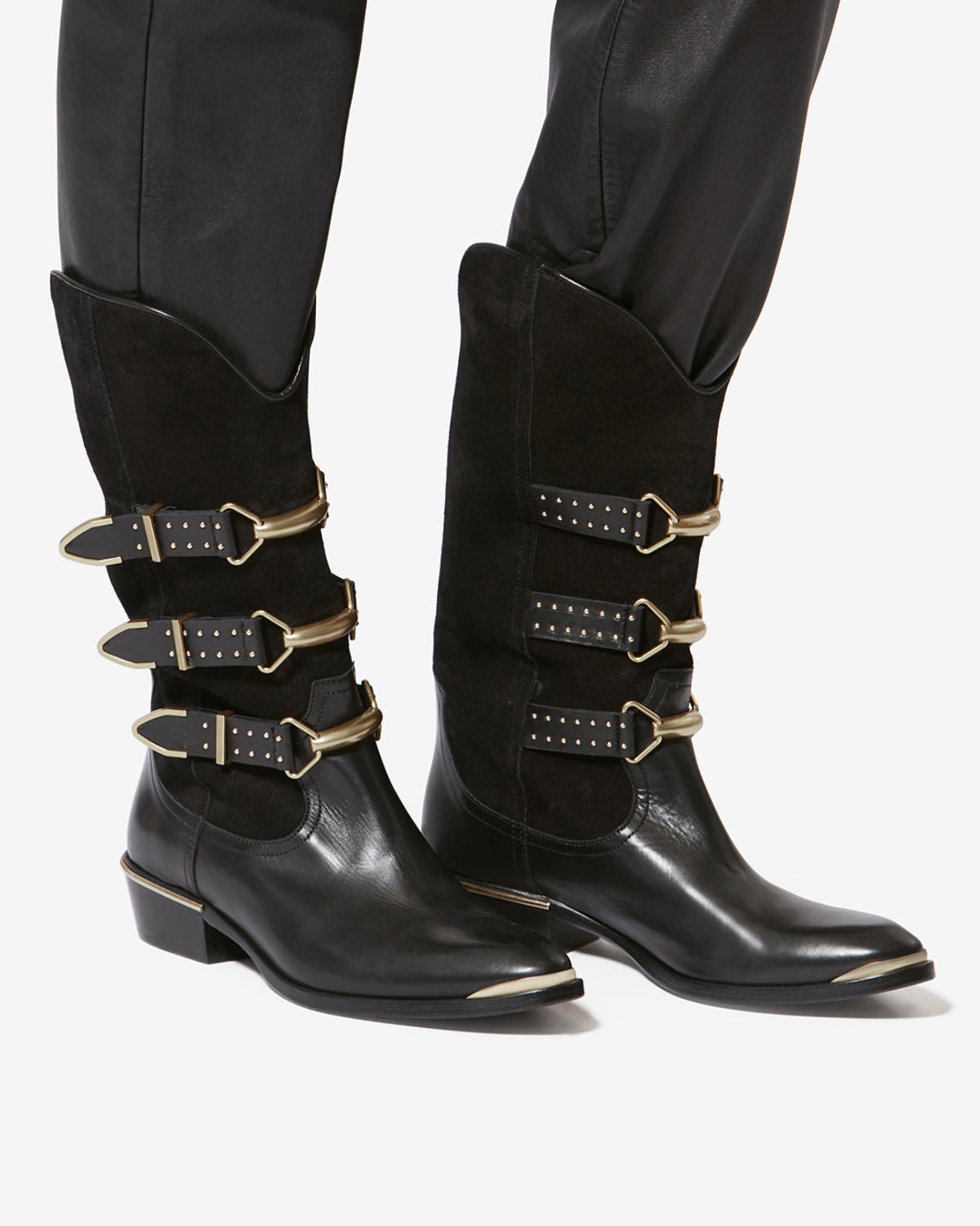 Boots mexia en cuir velours - Noir - Woman - 5