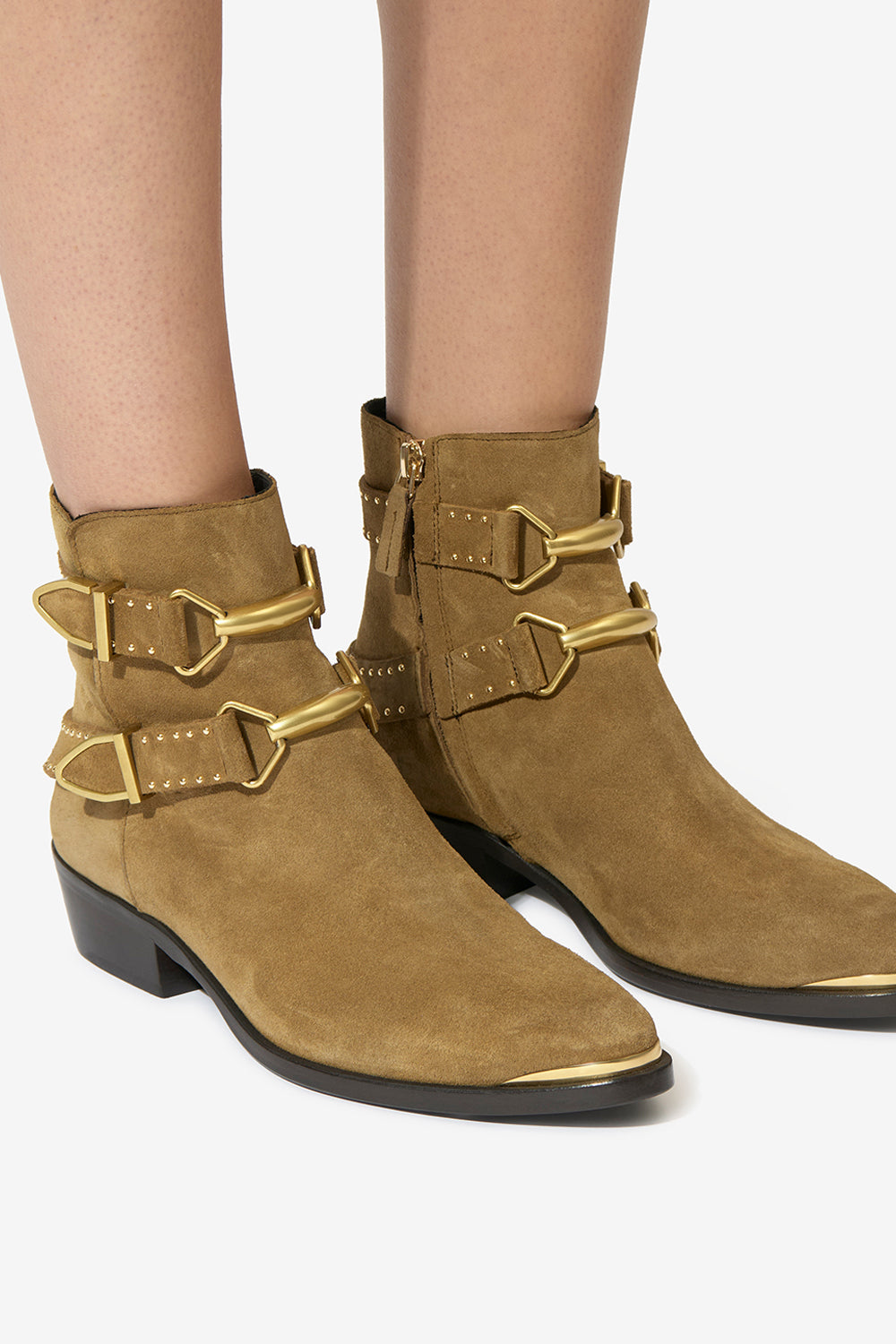 Boots zalya en cuir - Taupe - Woman - 5