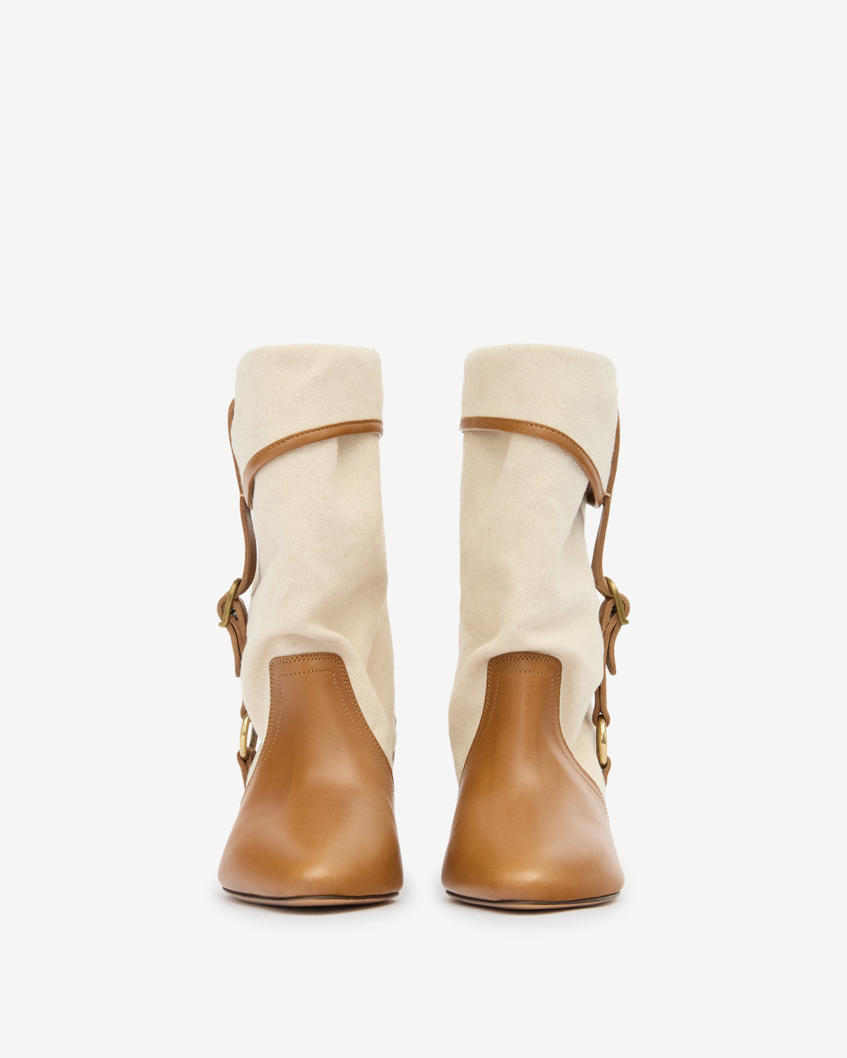 Boots darner buckle en coton - Écru-châtaigne - Woman - 4