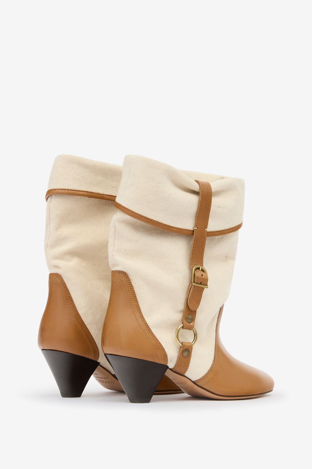 Darner buckle cotton boots - Ecru-chestnut - Woman - 2