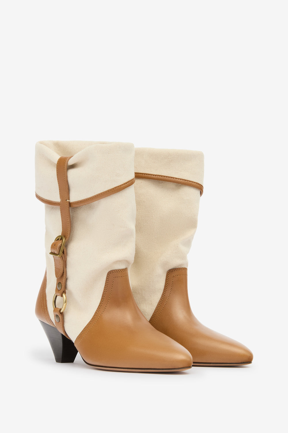 Darner buckle cotton boots - Ecru-chestnut - Woman - 3