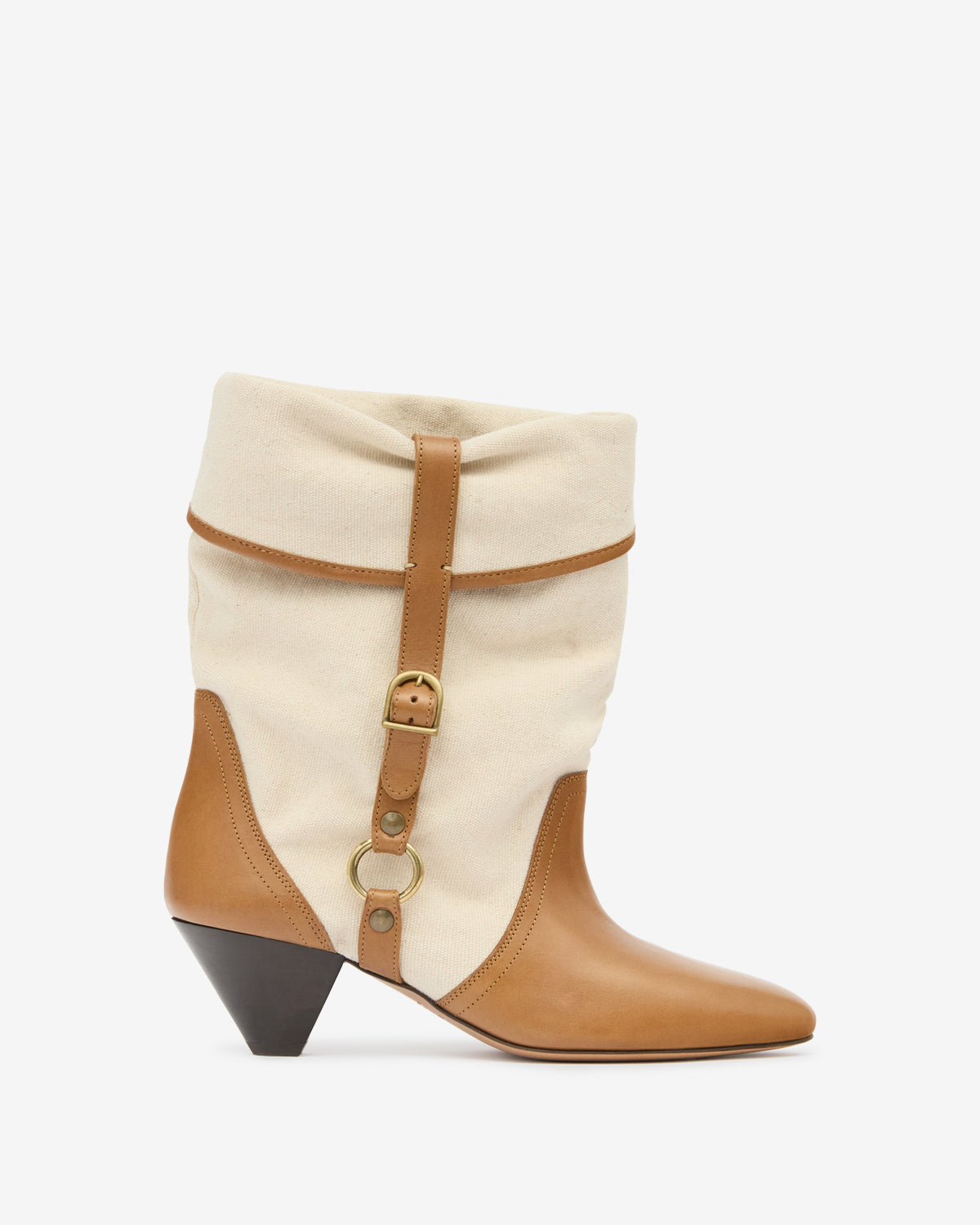 Boots darner buckle en coton - Écru-châtaigne - Woman - 1