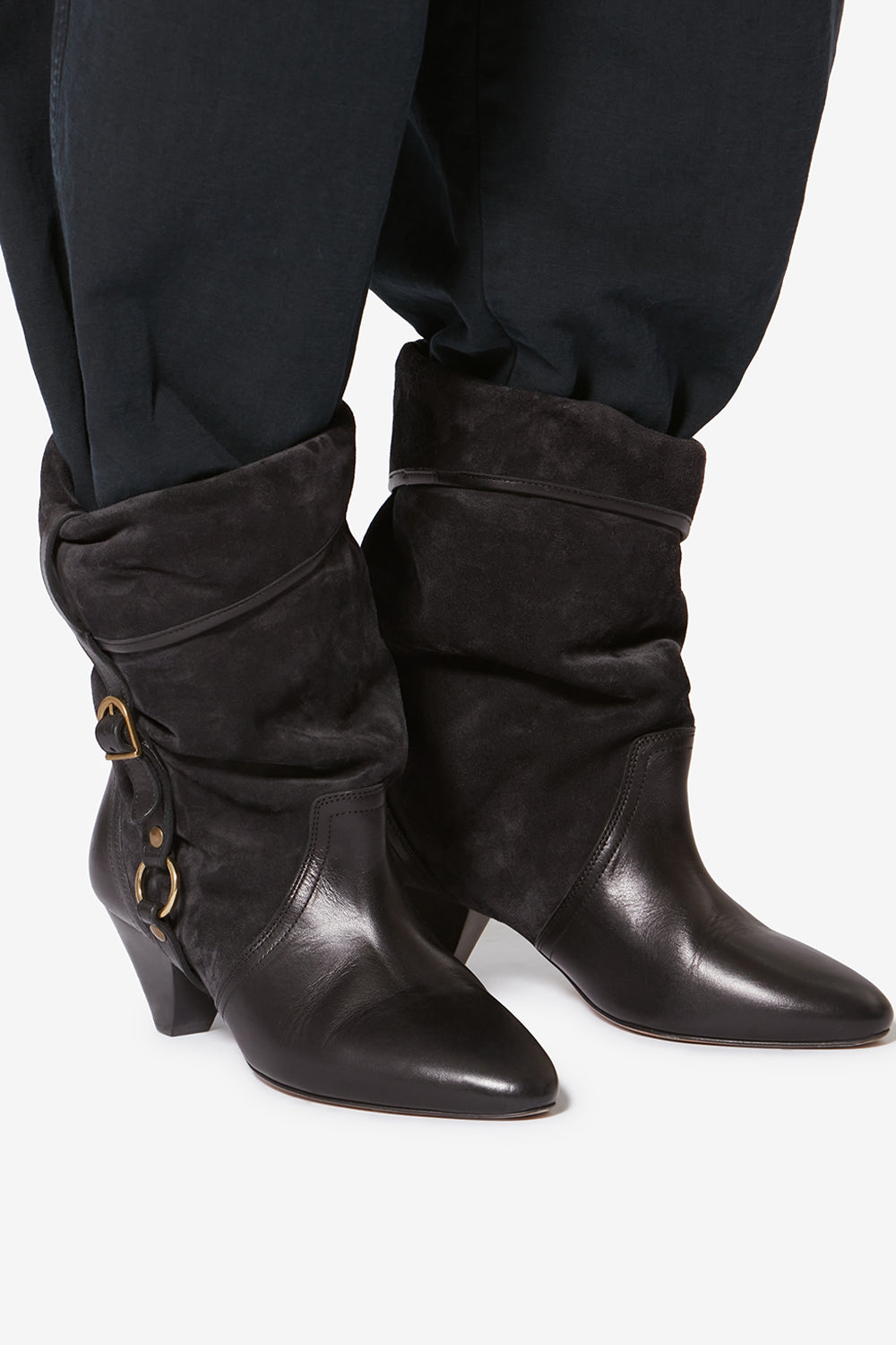 Darner buckle スエードレザー ブーツ - ウォッシュドブラック - Woman - 5