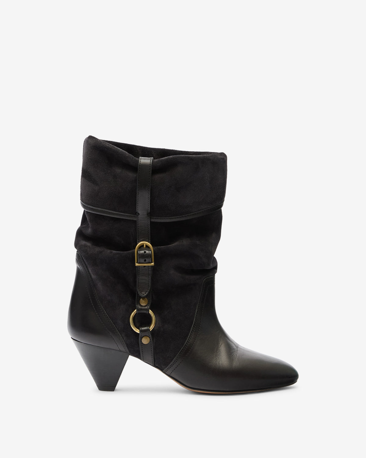 Boots darner buckle aus veloursleder - Schwarz gewaschen - Woman - 1