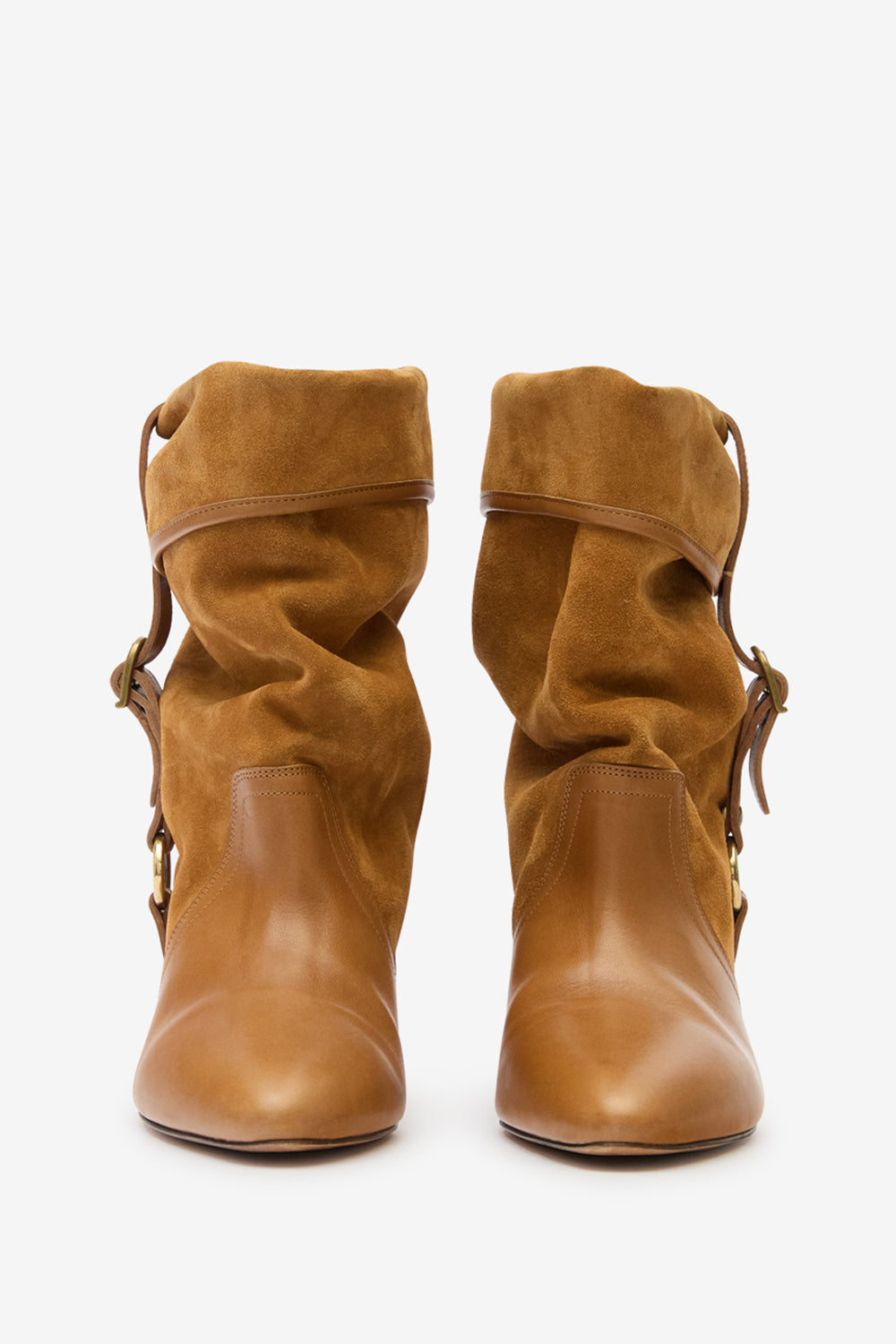 Darner buckle suede leather boots - Chestnut - Woman - 4