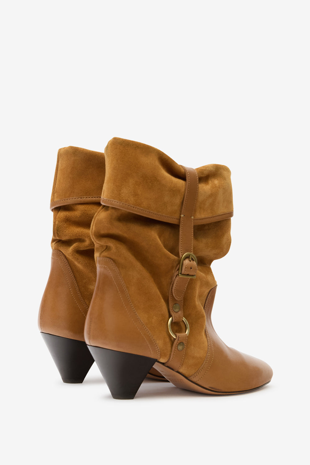 Darner buckle suede leather boots - Chestnut - Woman - 2