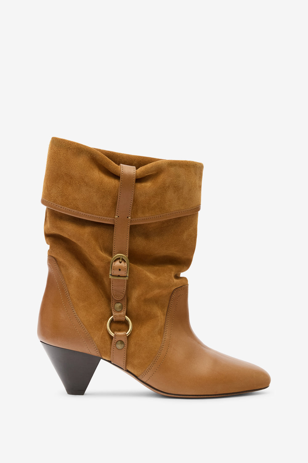 Darner buckle suede leather boots - Chestnut - Woman - 1
