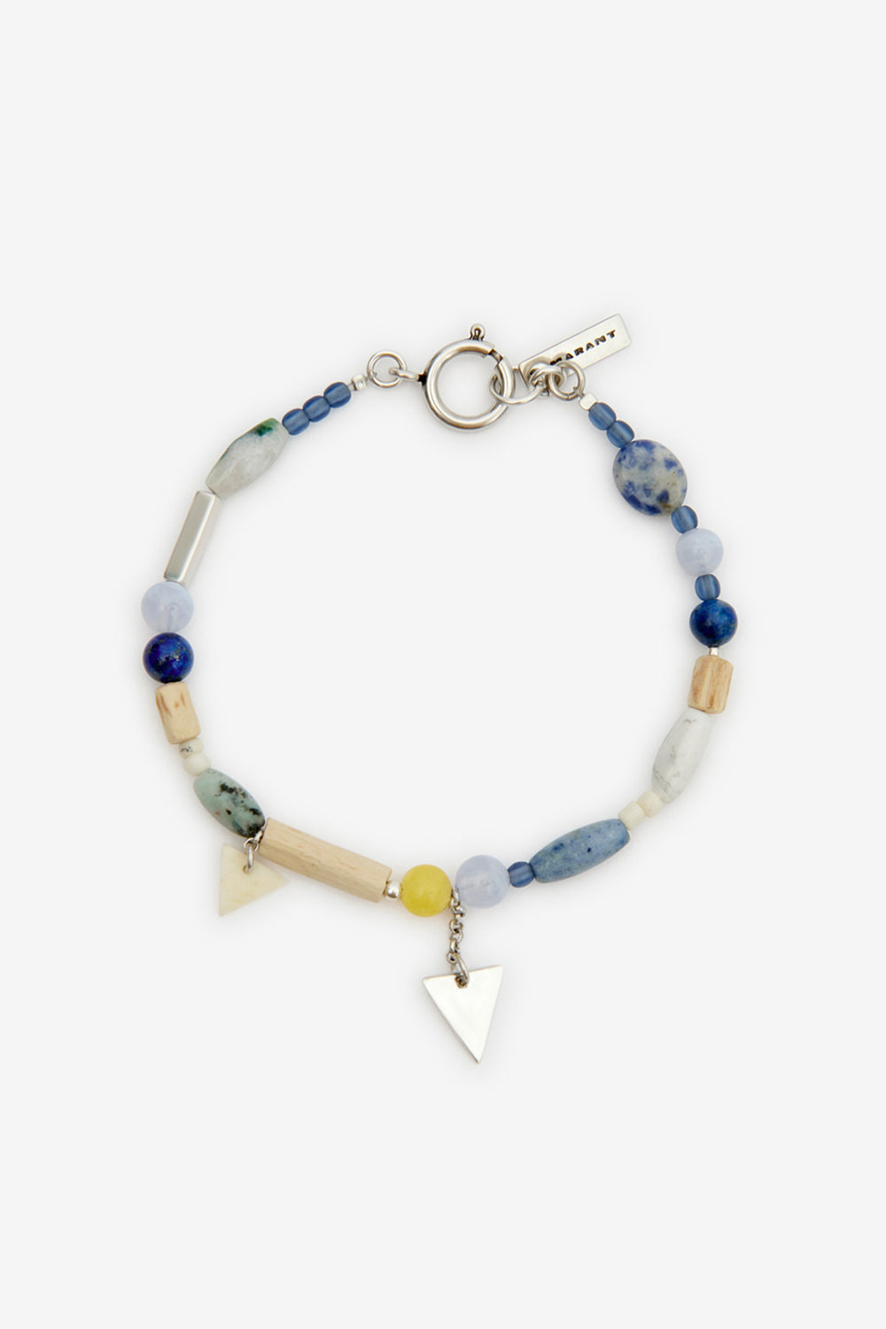 Yulian stone, wood, and pendant bracelet - Blue-silver - Man - 1