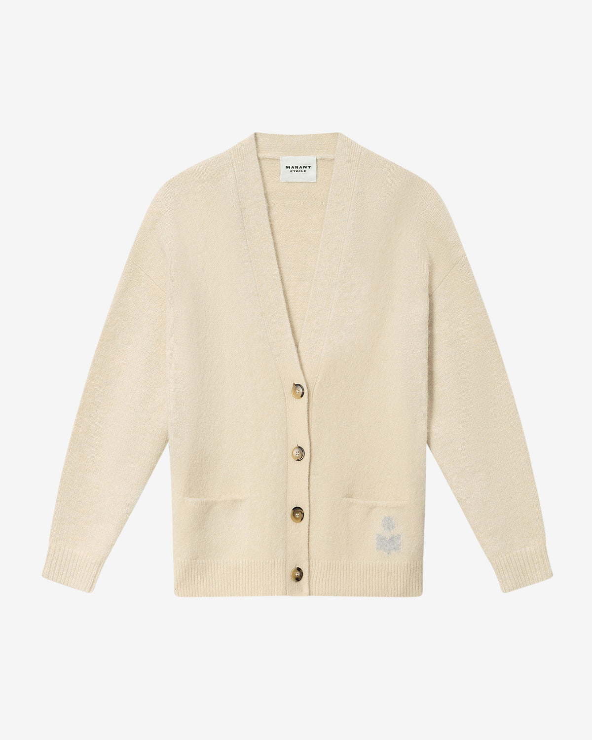 Cardigan logo en alpaga eborah - Écru - Woman - 5