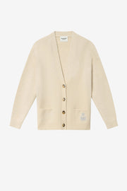 Cardigan logo en alpaga eborah - Écru - Woman