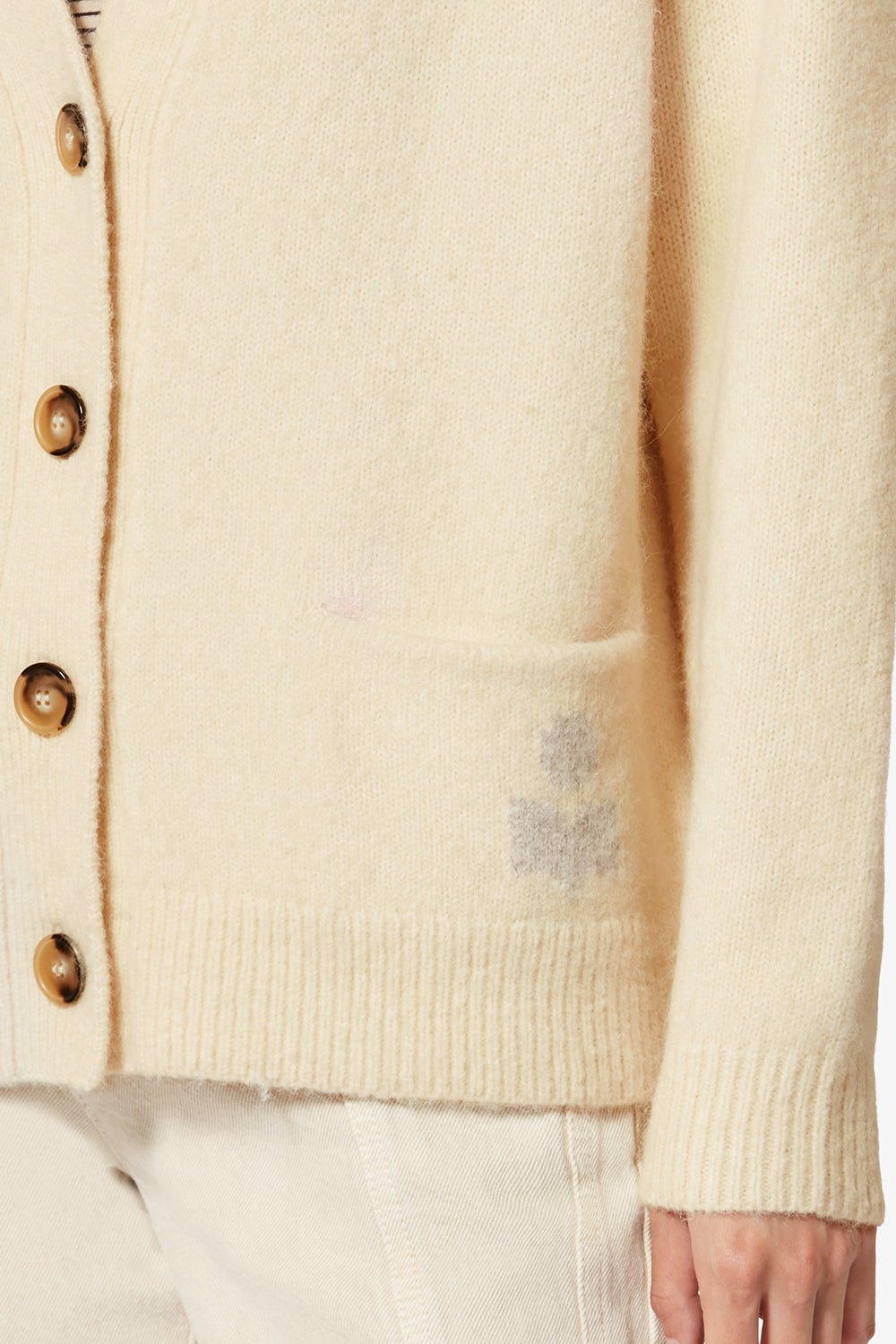 Cardigan logo en alpaga eborah - Écru - Woman - 3