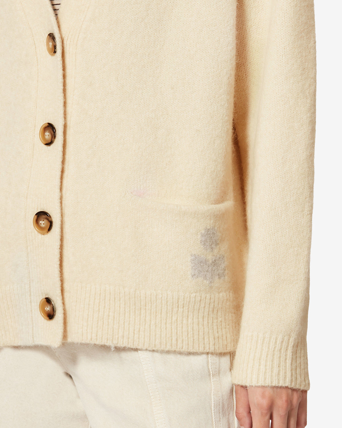 Cardigan logo en alpaga eborah - Écru - Woman - 2