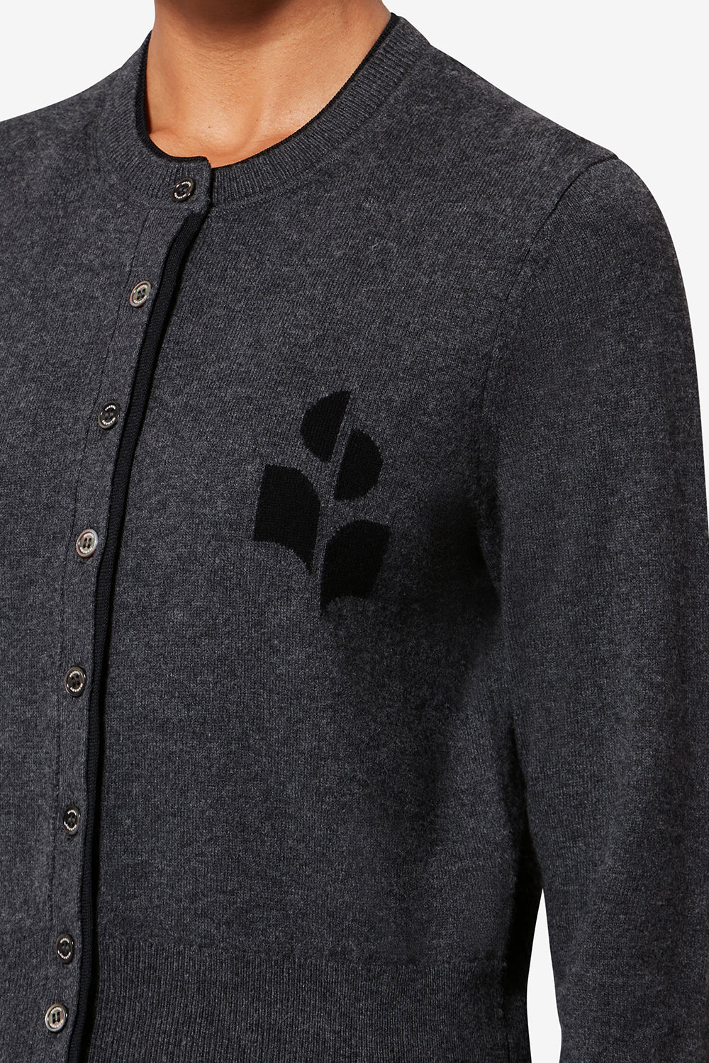 Lona two-toned cotton and wool cardigan - Anthracite-black - Woman - 3