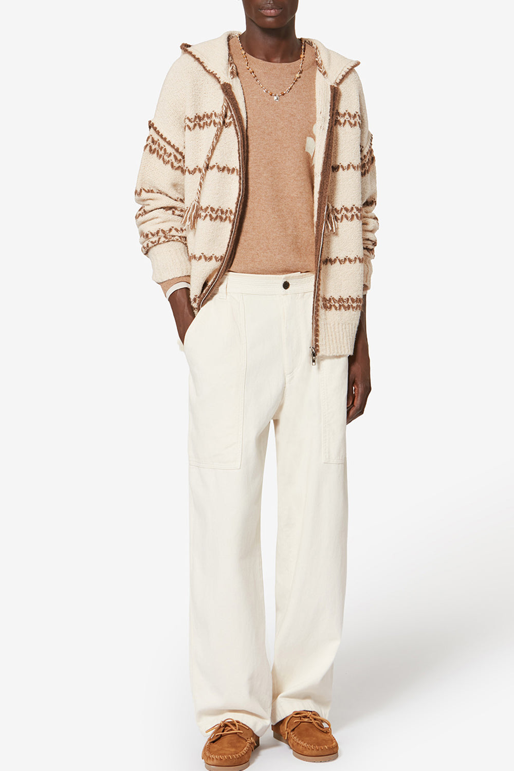 Rolian mottled wool cardigan - Ecru-bronze - Man - 2