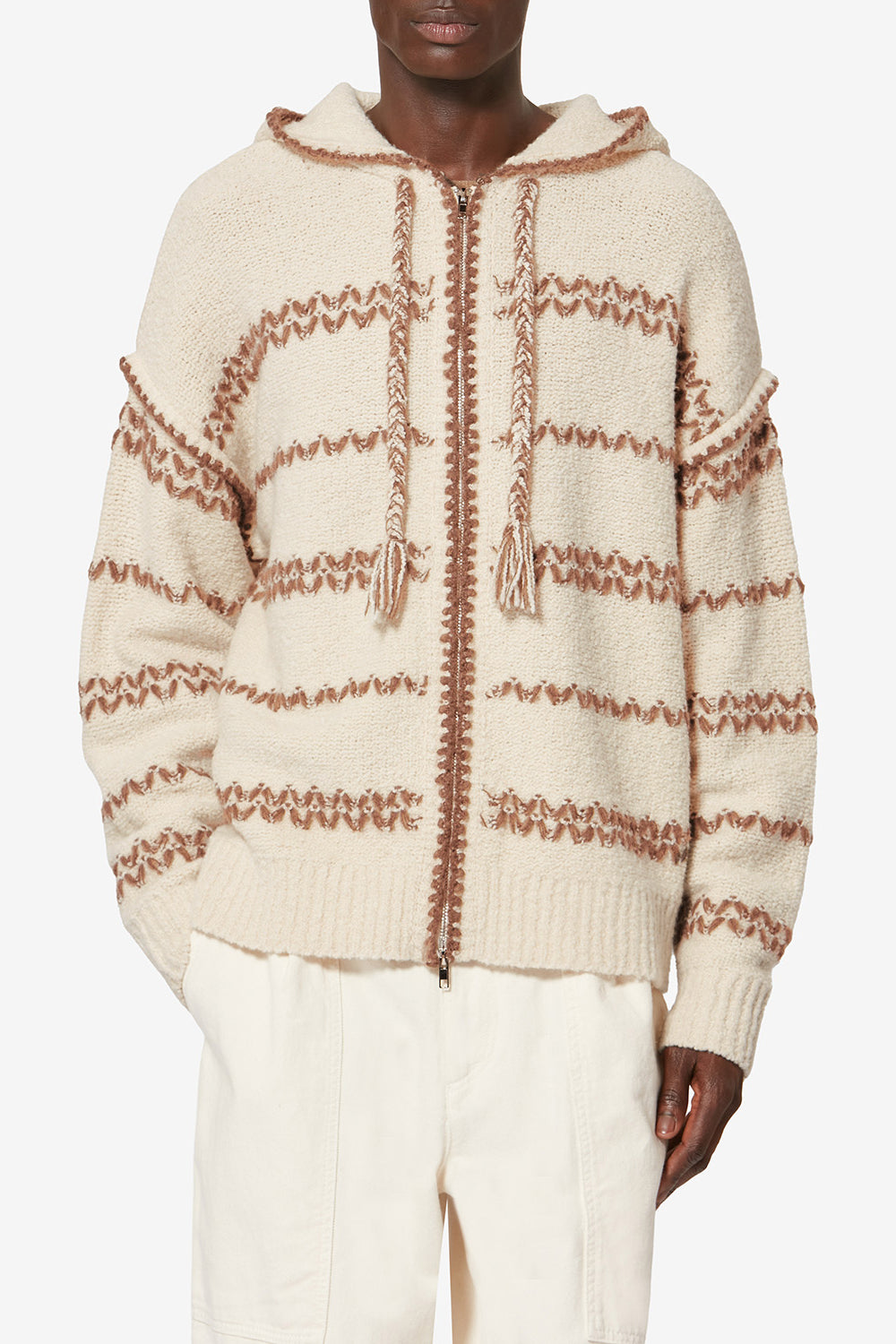 Rolian mottled wool cardigan - Ecru-bronze - Man - 4