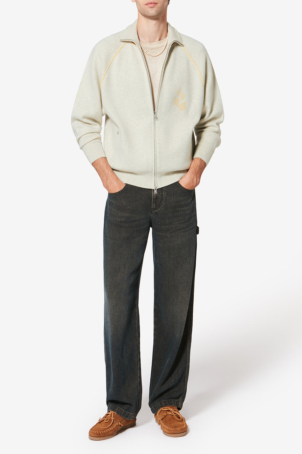 Sergio sporty knit cardigan - Light grey-light yellow - Man - 2