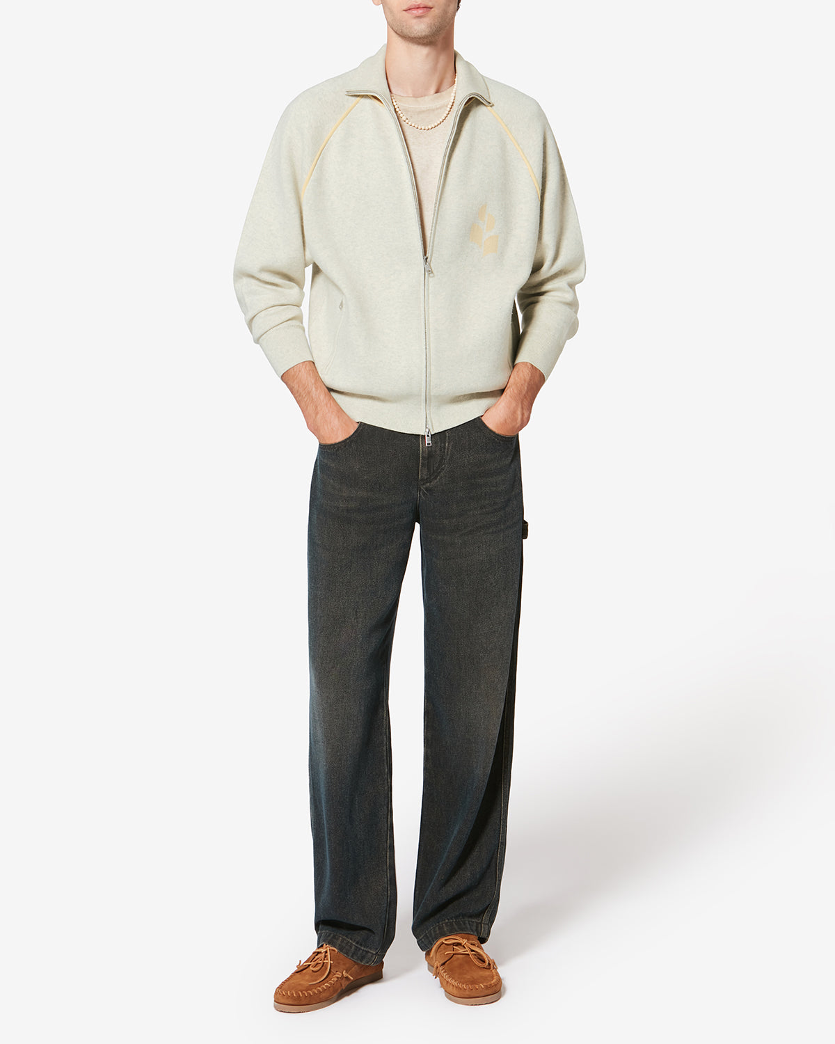 Cardigan sporty sergio en maille - Gris clair-jaune clair - Man - 1