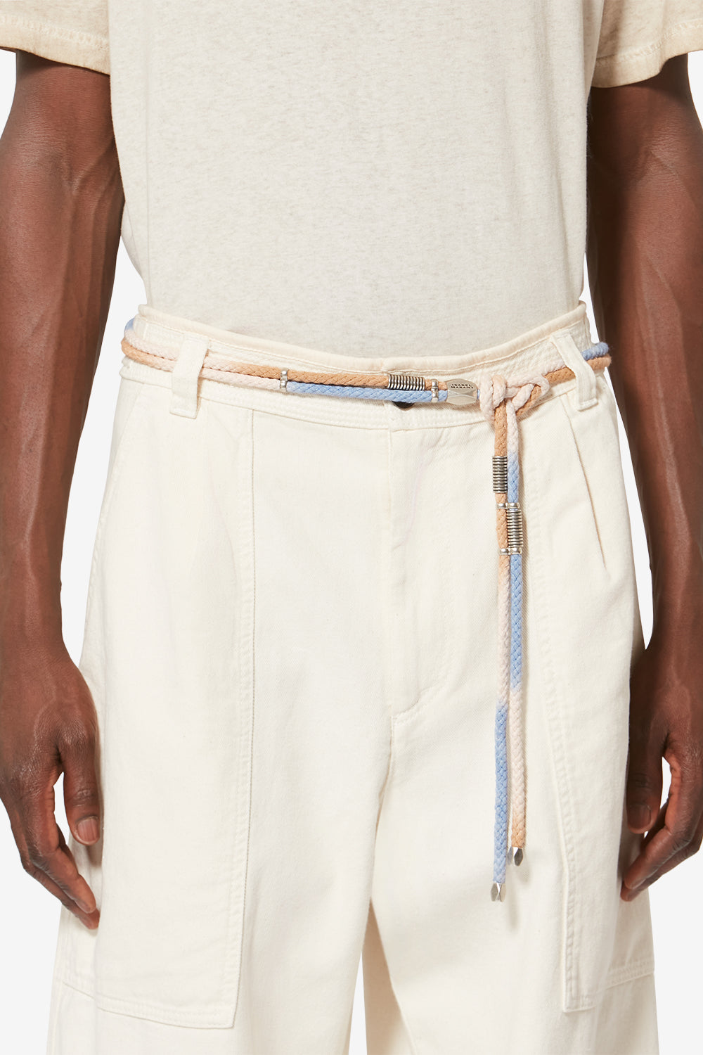 Cintura doppia in corda bicolor sayko - Blue-silver - Man - 1