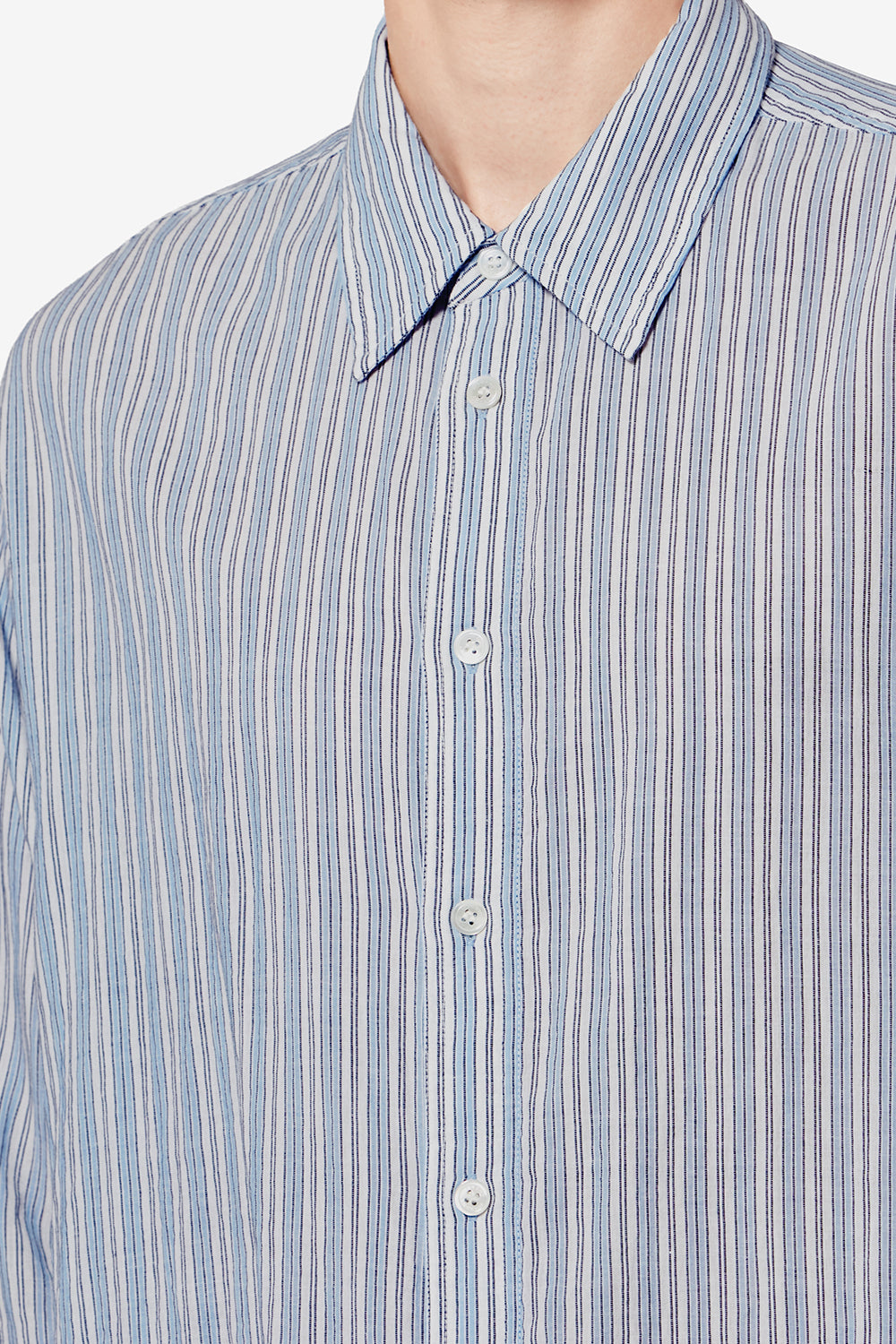 Gestreiftes hemd mit kreppeffekt cybilio - Blau - Man - 3