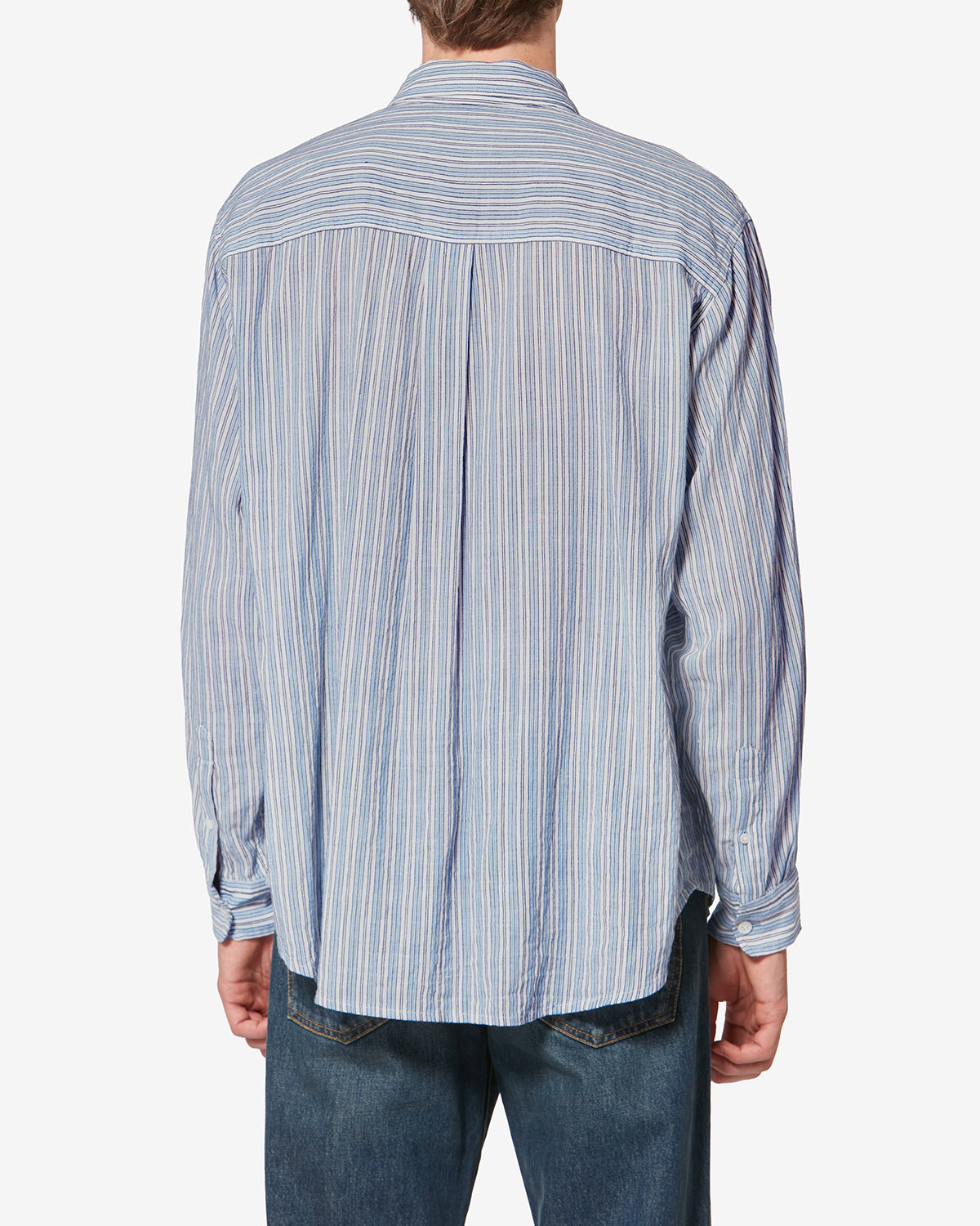 Gestreiftes hemd mit kreppeffekt cybilio - Blau - Man - 4