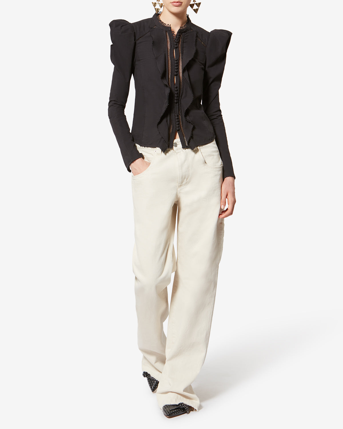 Calina 코튼 셔츠 - 검은색 - Woman - 1