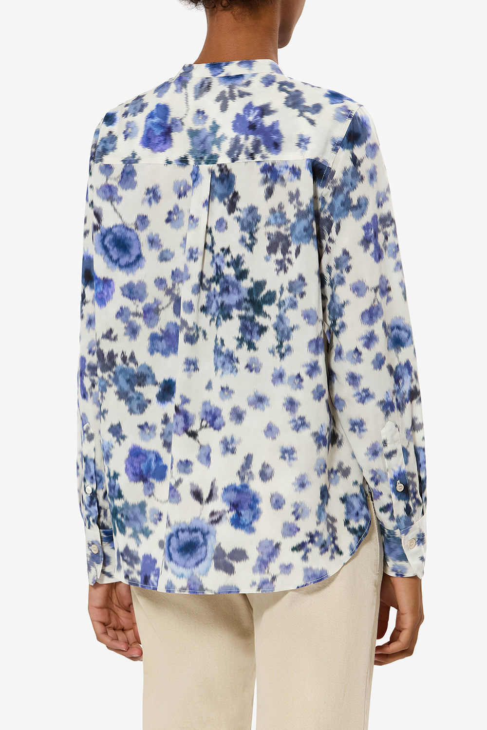 Blouse rusak en soie imprimée de roses - Bleu - Woman - 5