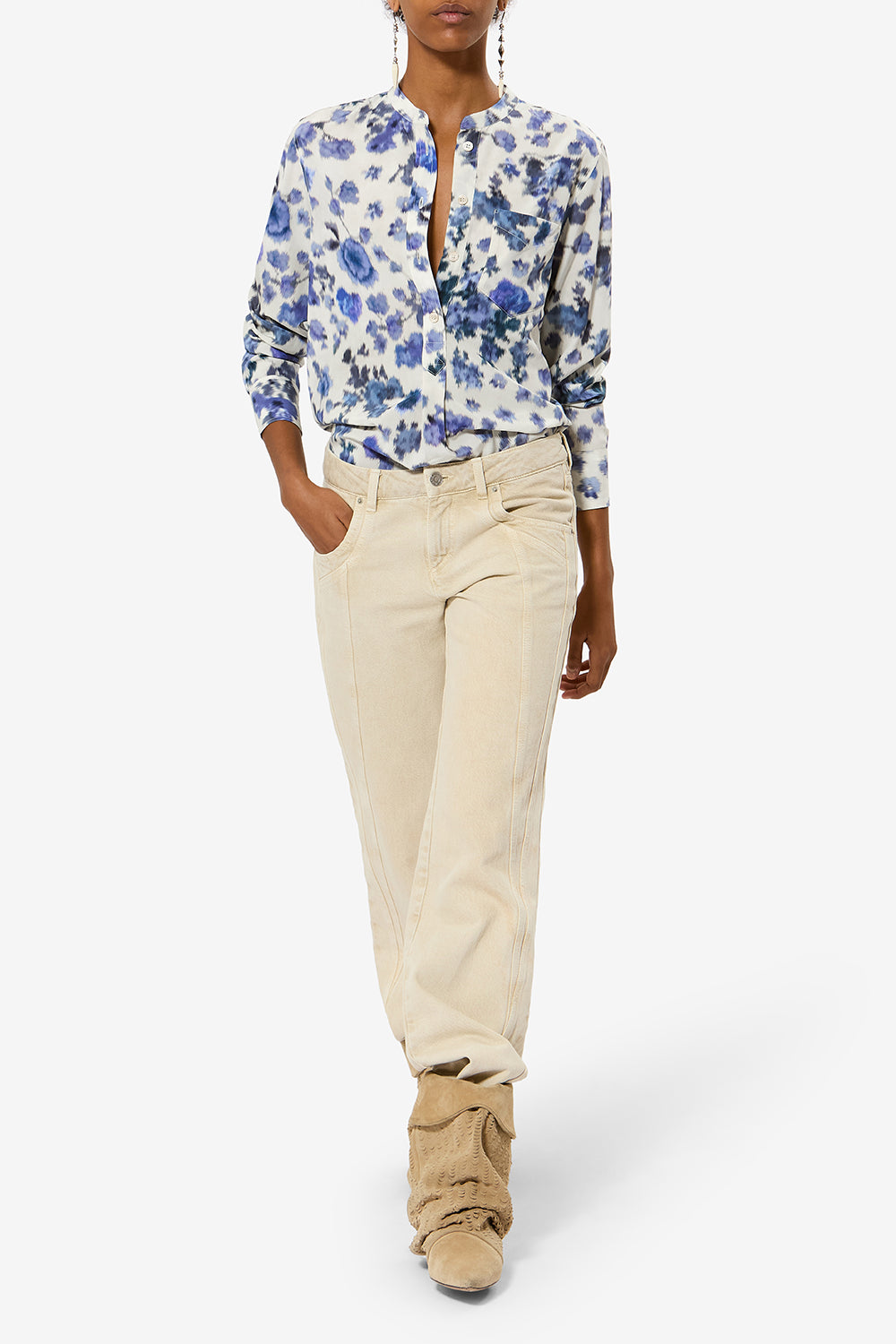 Blouse rusak en soie imprimée de roses - Bleu - Woman - 2