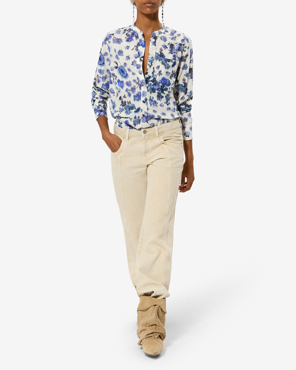 Rusak silk rose print blouse - Blue - Woman - 1